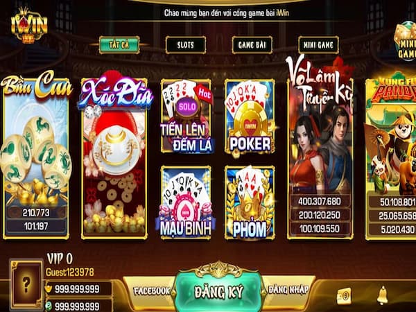 Các game đánh bài ăn tiền thật có tại iWin