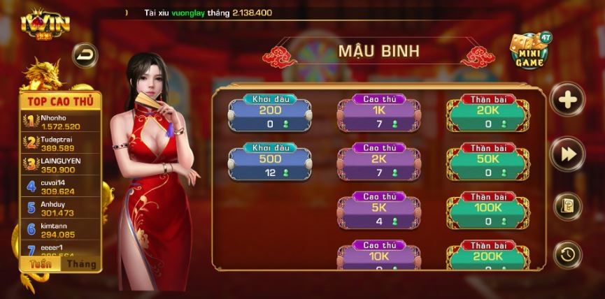 Game bài Mậu Binh hay dành cho IOS